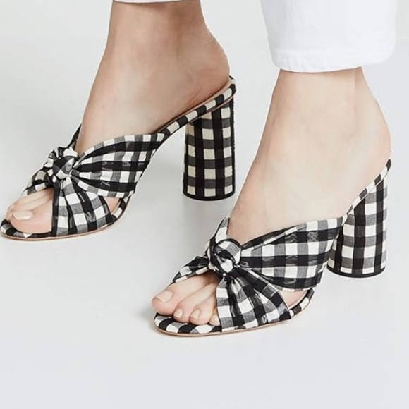 Loeffler Randall Coco Checked Black Sandal 10 - Picture 3 of 5